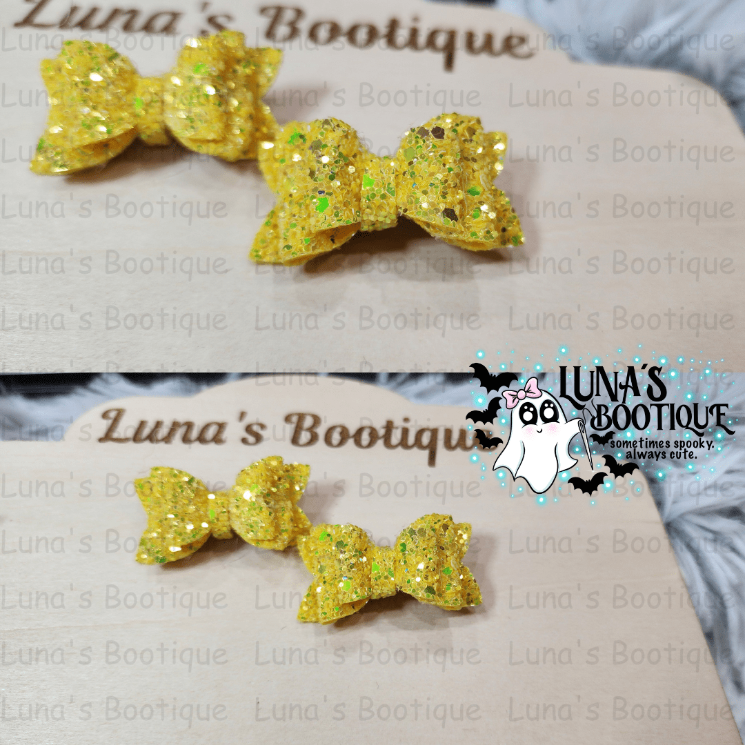 Yellow Bow Hairclip Set