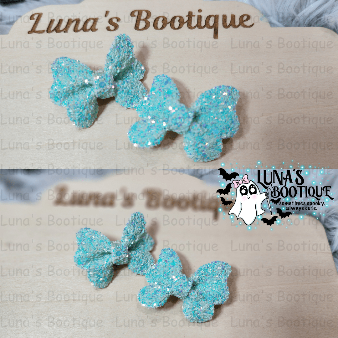 Aqua Butterfly Hairbow Set