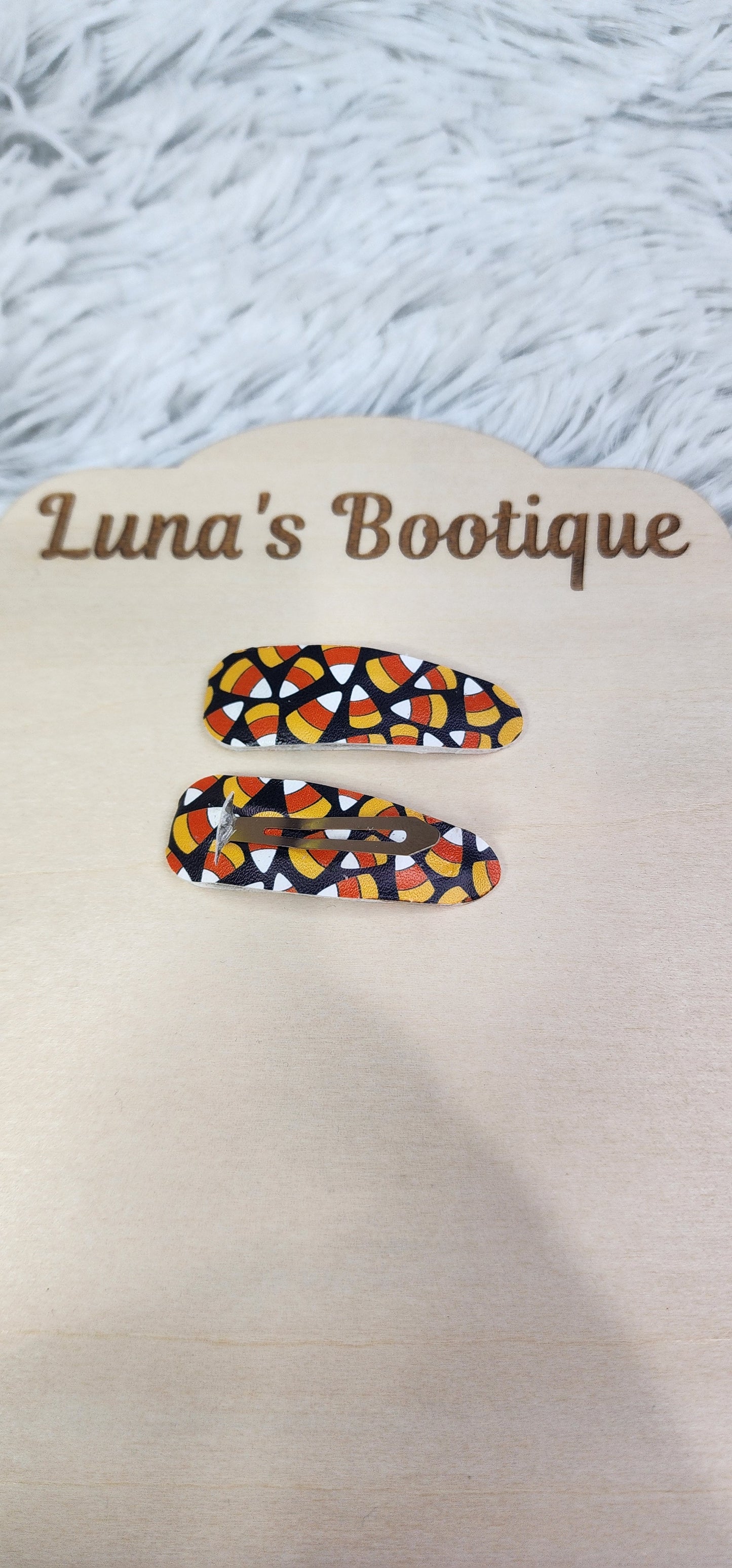 Candy Corn Halloween Snap Clip (Pair)