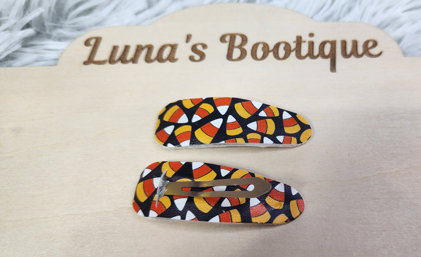 Candy Corn Halloween Snap Clip (Pair)