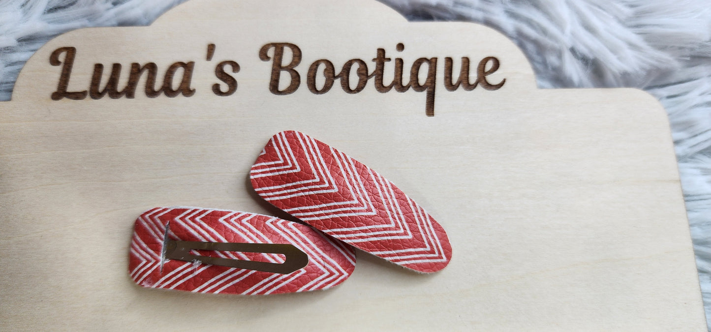 Burnt Orange Chevron Snap Clip (Pair)