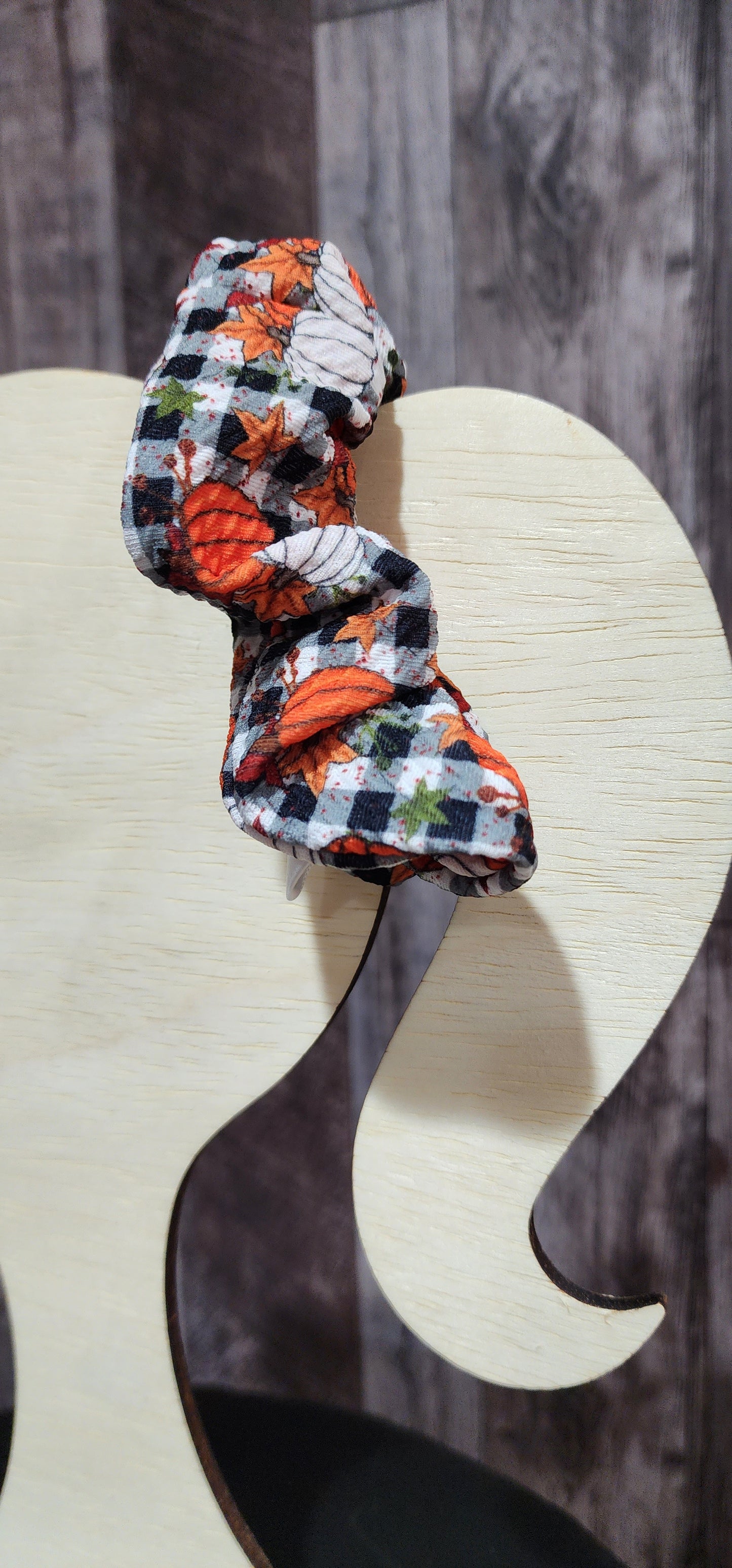 Fall Plaid Pumpkin Scrunchie