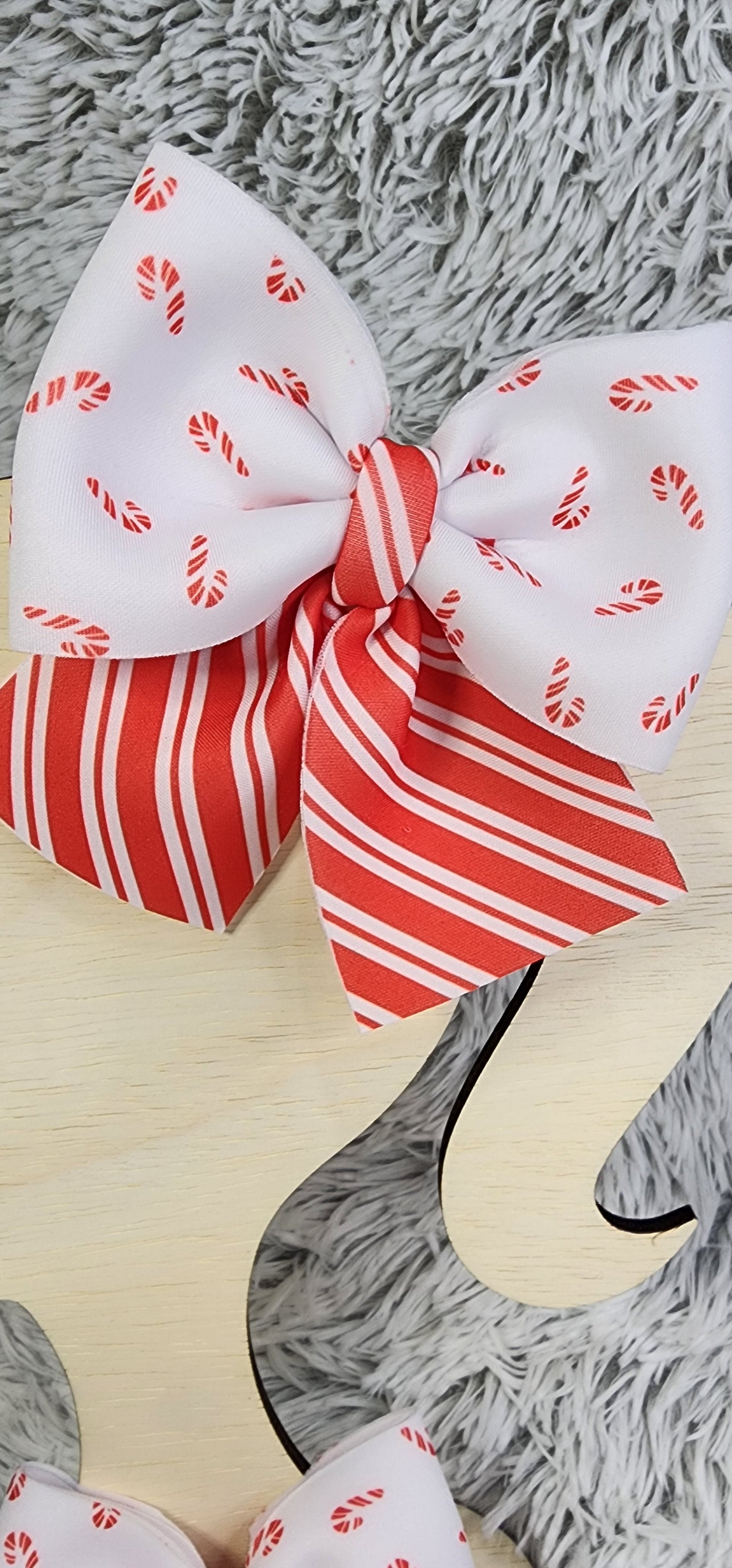 Dainty Candy Cane Sailor Bow