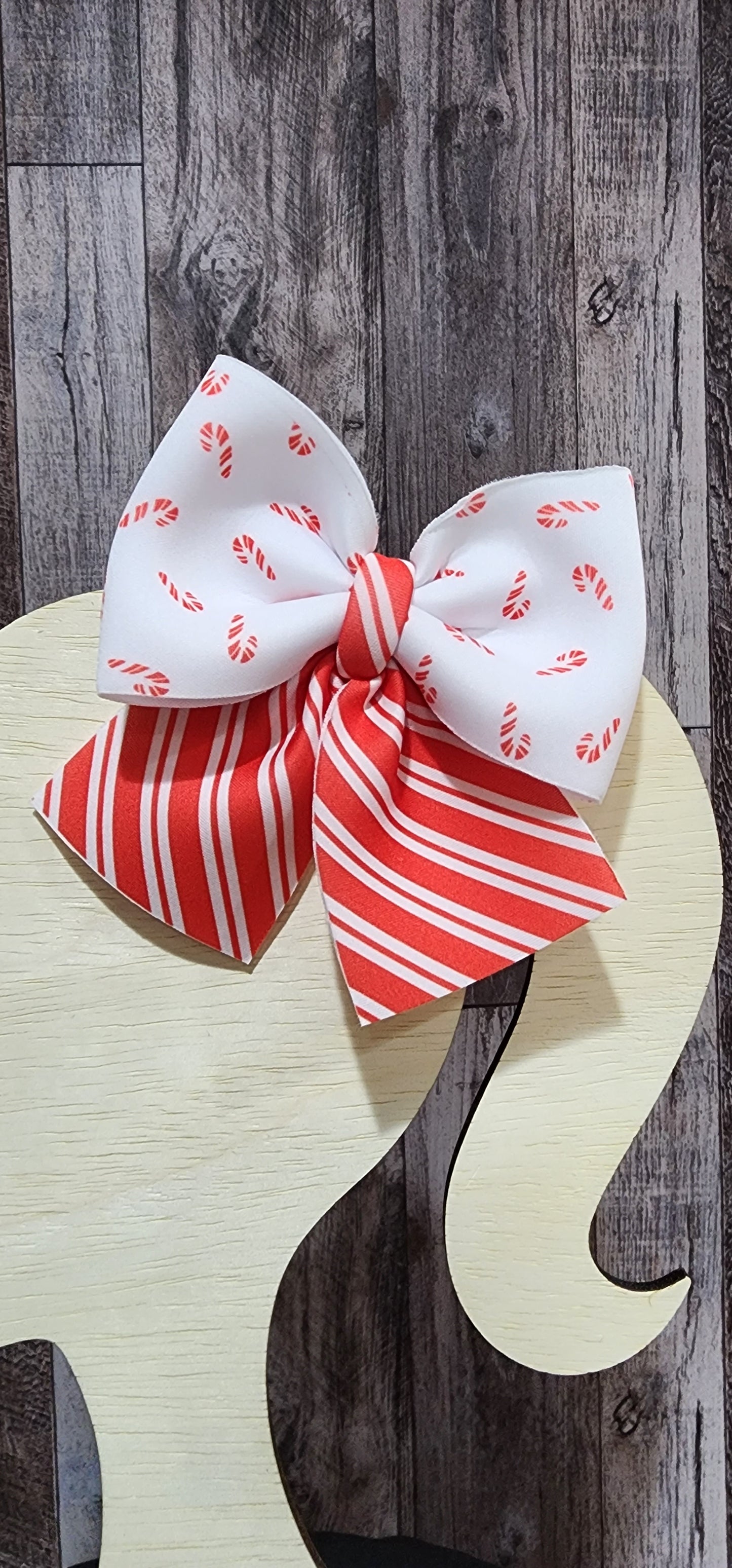 Dainty Candy Cane Sailor Bow