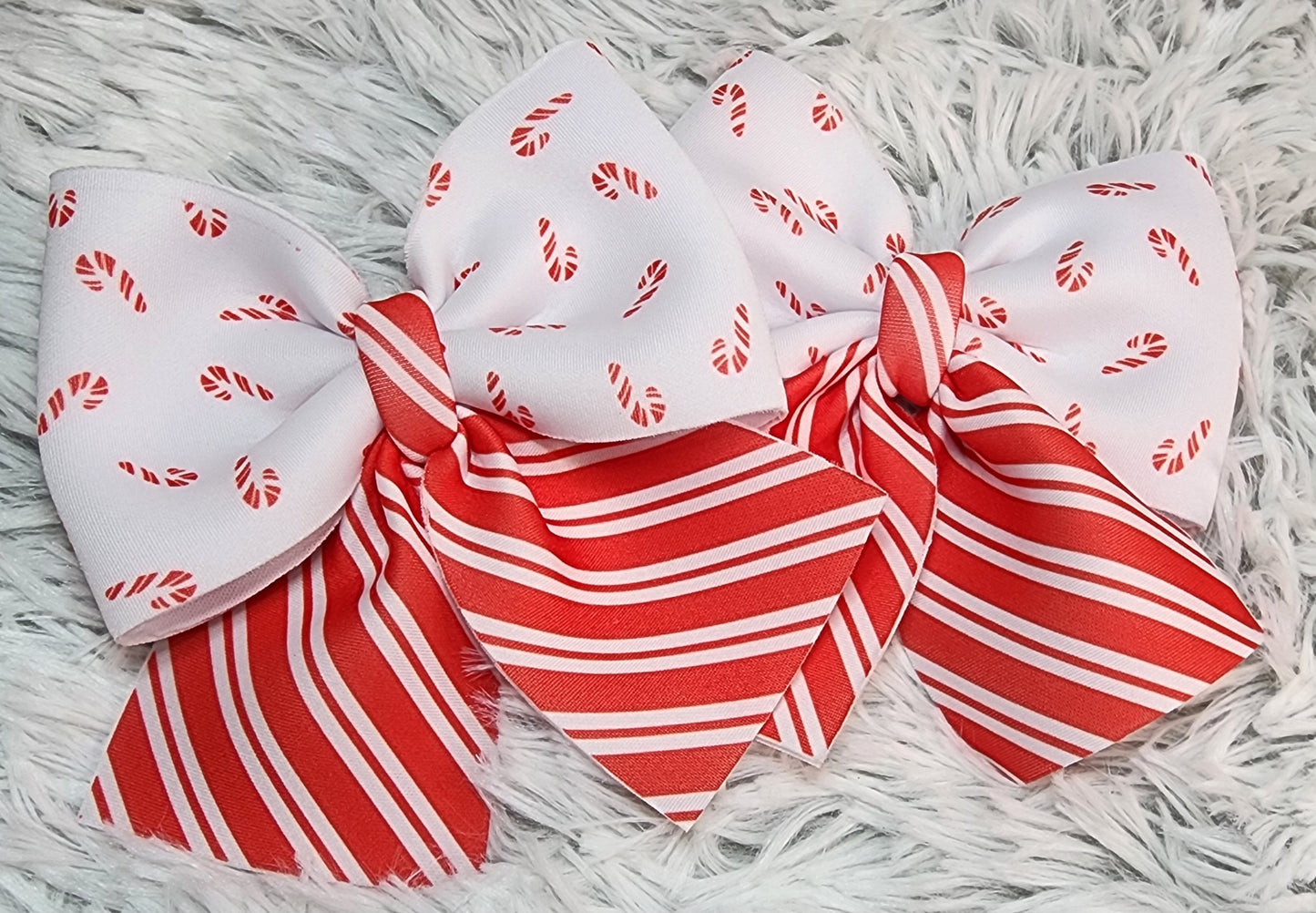 Dainty Candy Cane Sailor Bow