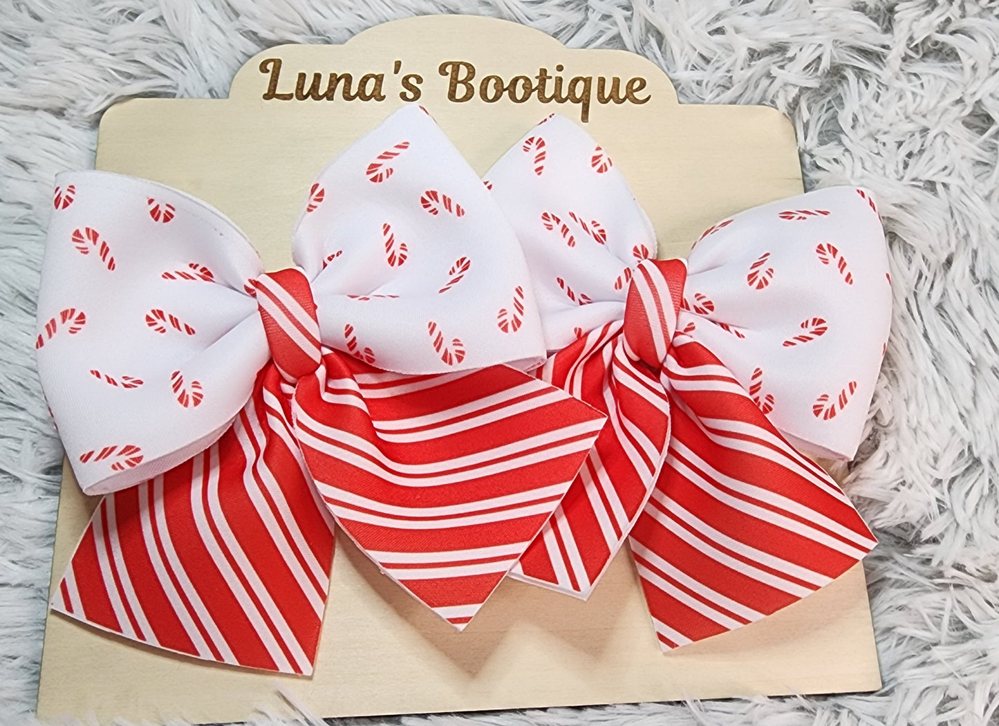 Dainty Candy Cane Sailor Bow