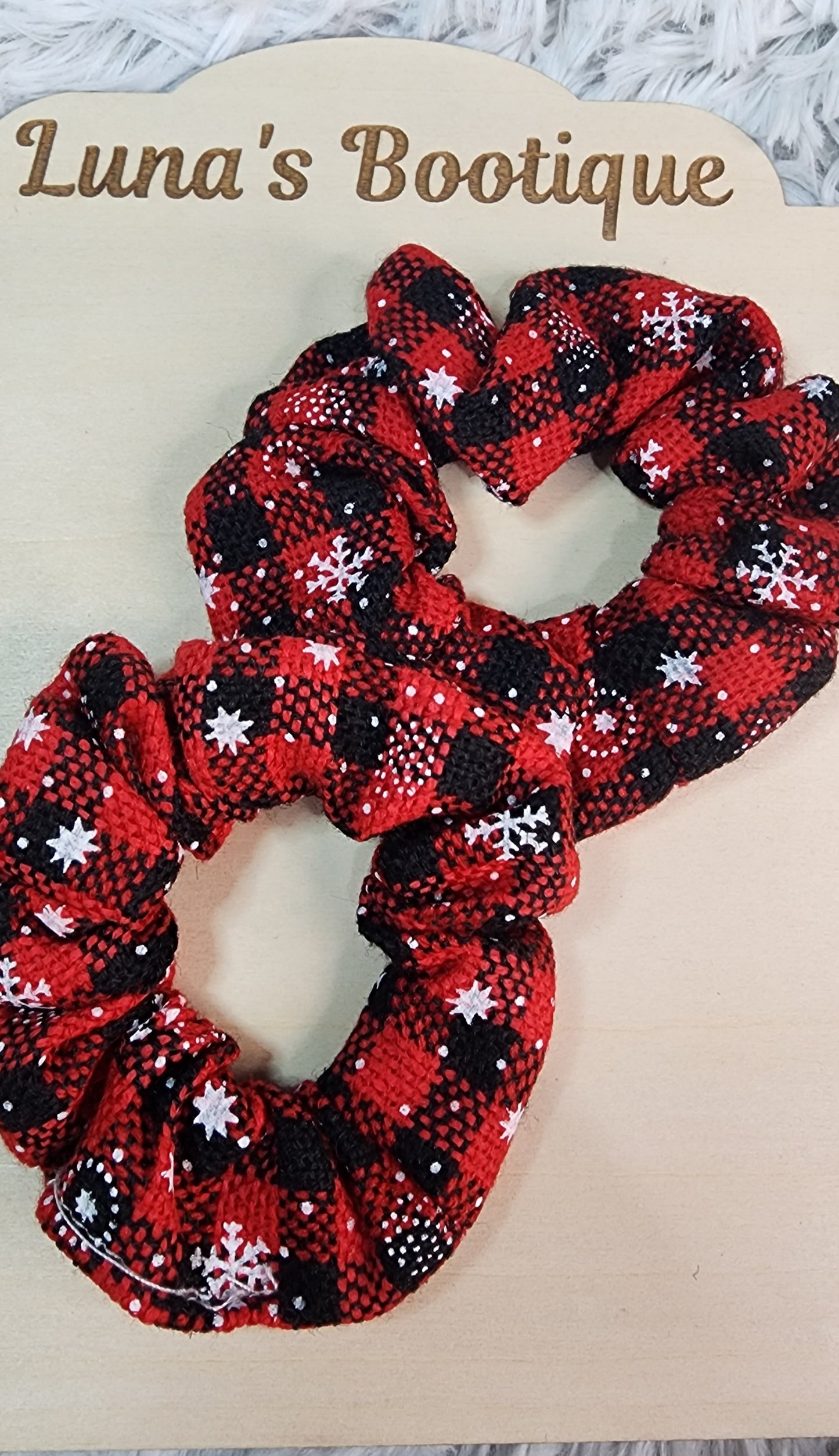 Plaid Snowflake Scrunchies