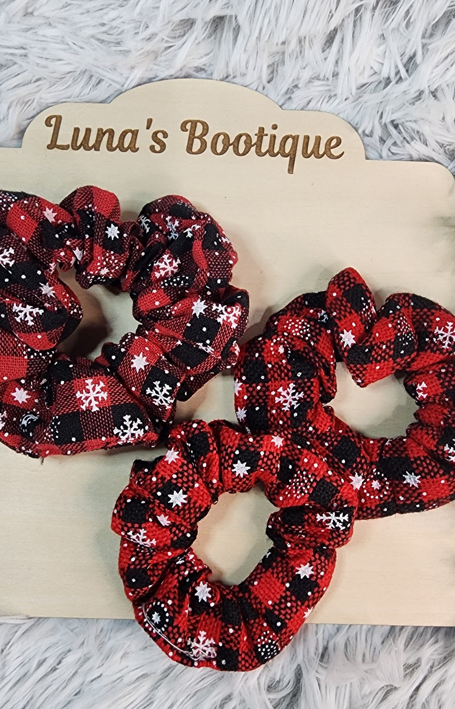 Plaid Snowflake Scrunchies