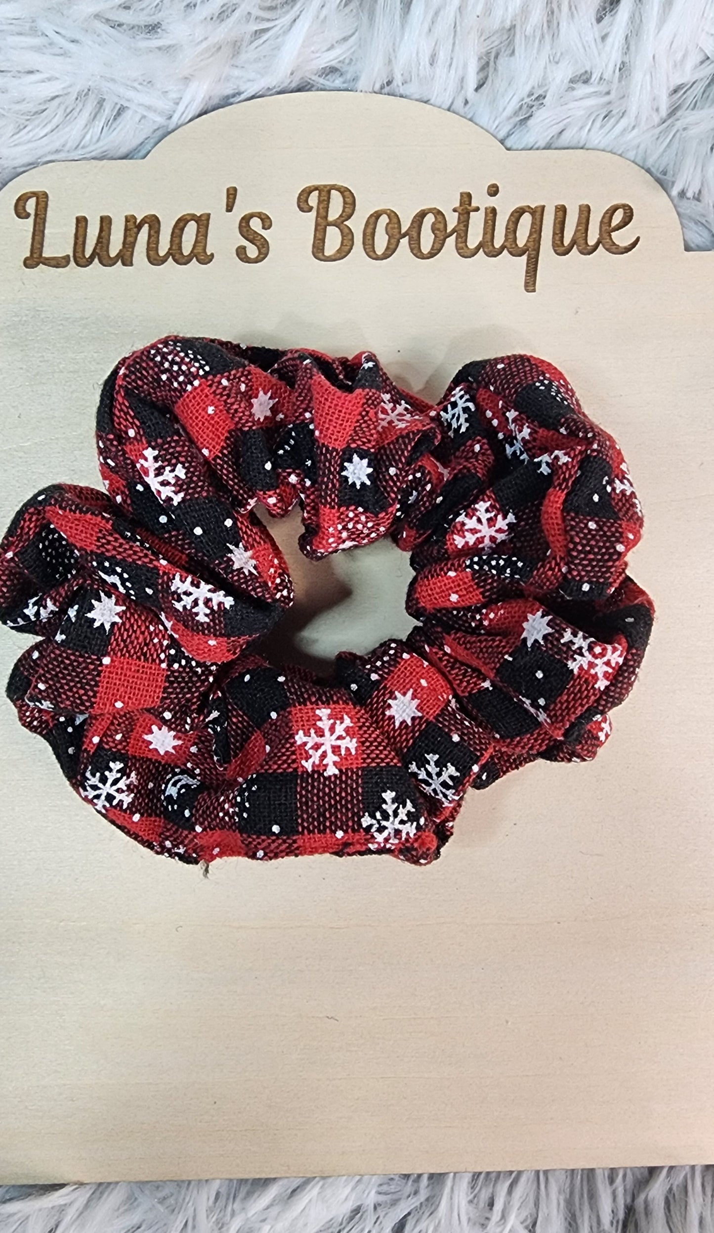 Plaid Snowflake Scrunchies