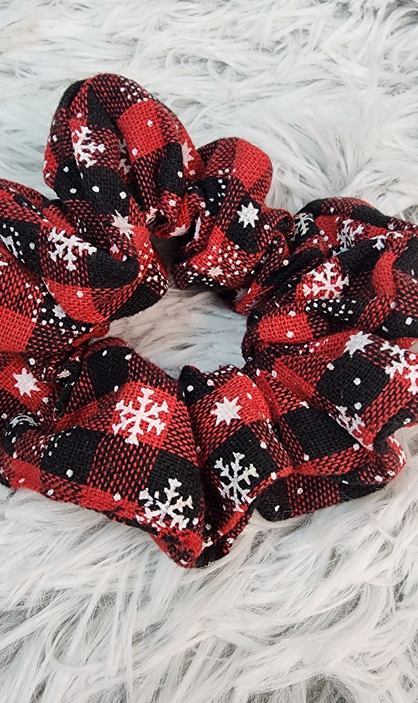 Plaid Snowflake Scrunchies