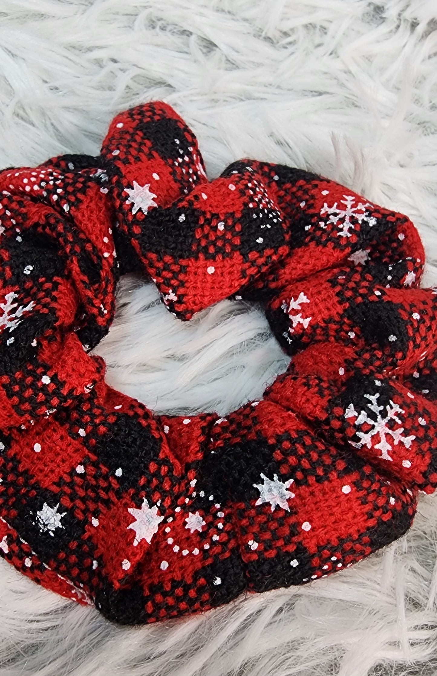 Plaid Snowflake Scrunchies