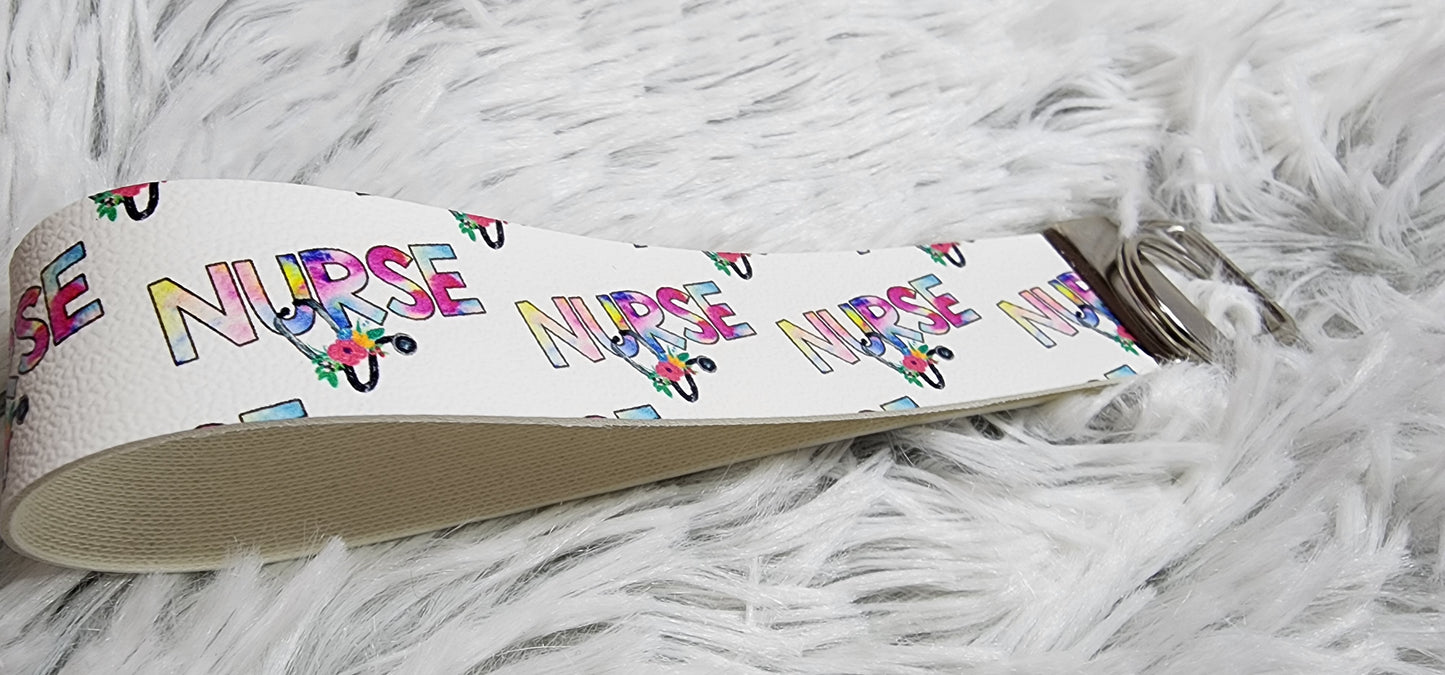 Floral Nurse Keyfob Wristlet