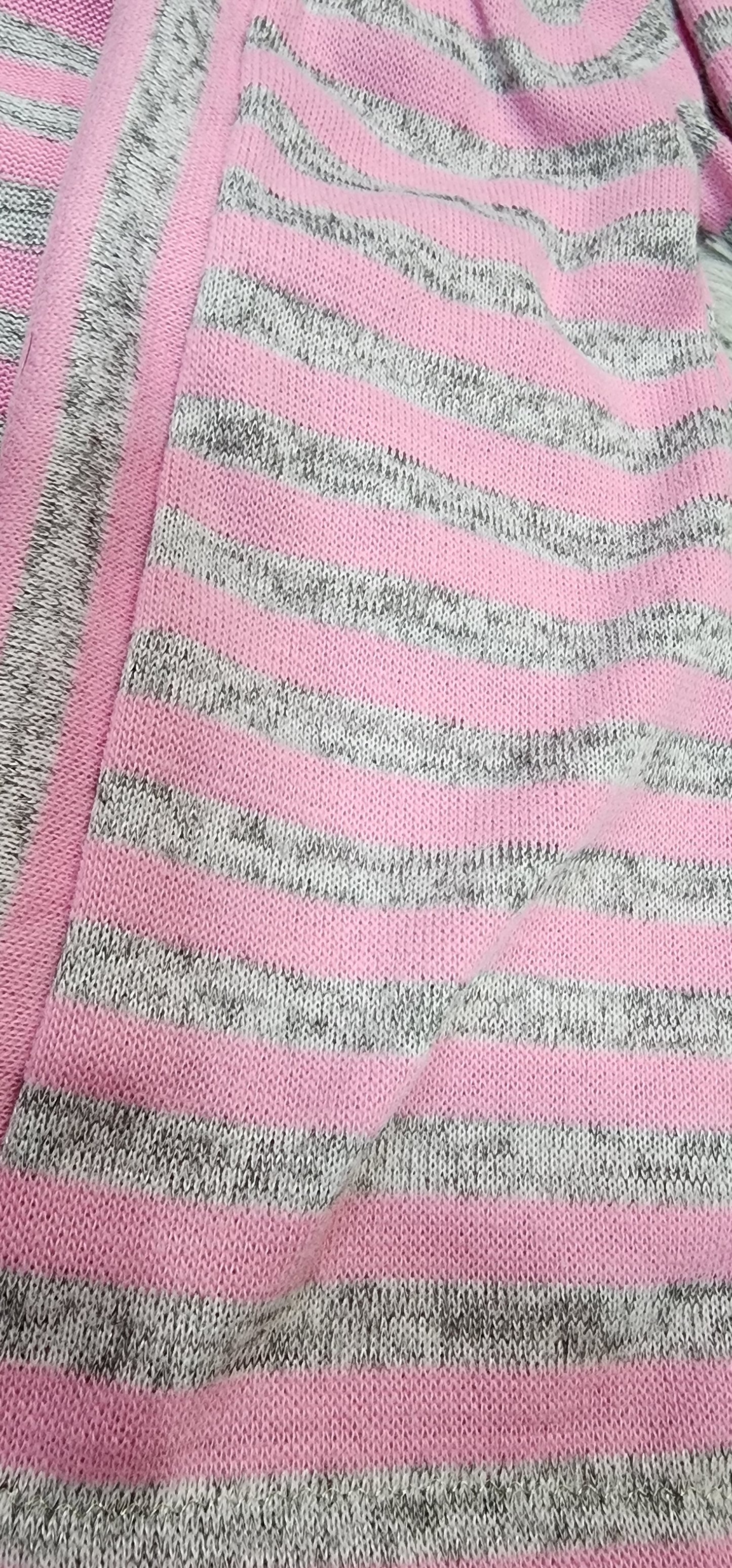 Pink & Grey Stripe Cardigan
