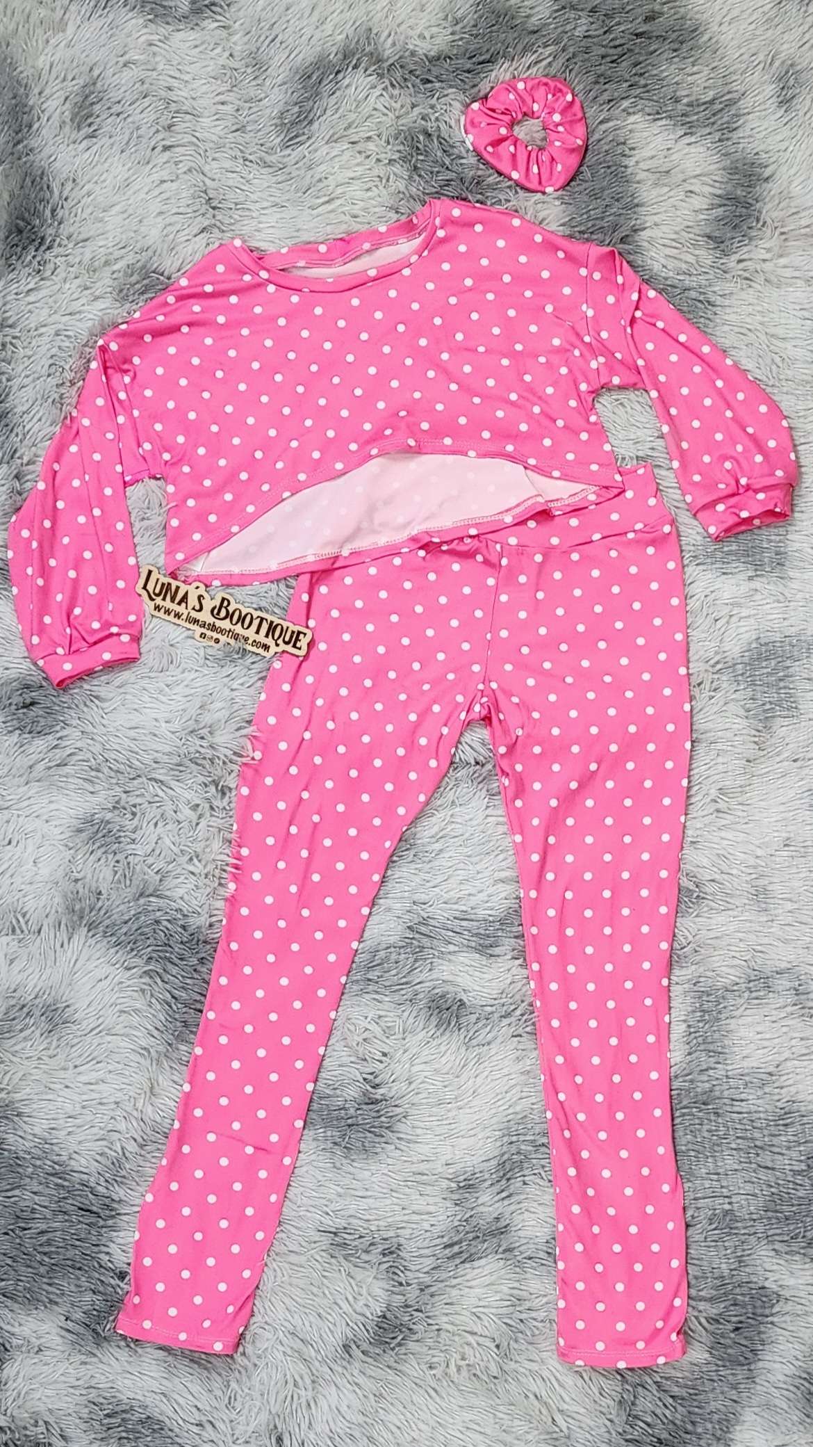 Pink polka dot dance set