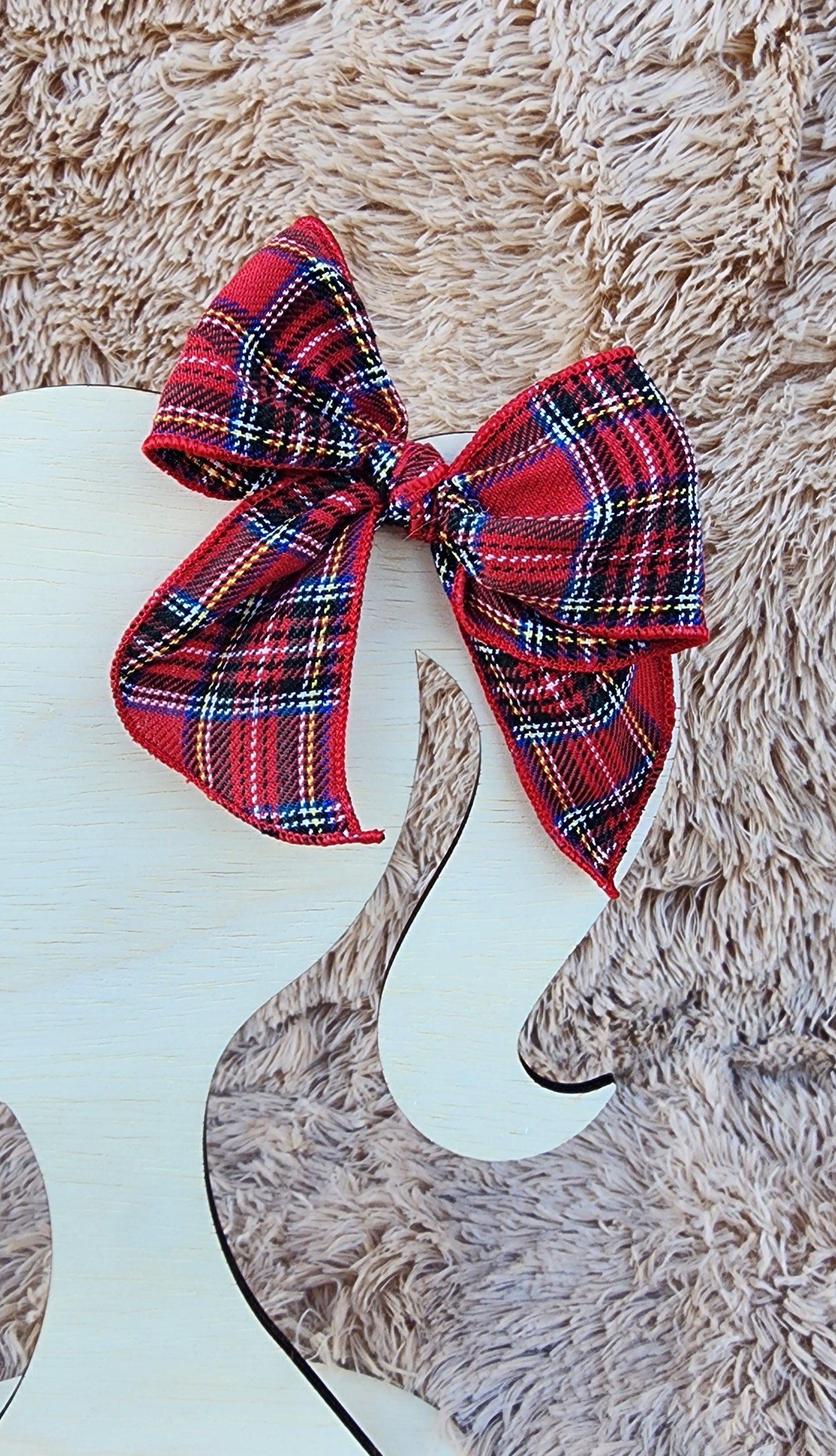 Red Plaid Linen Bow