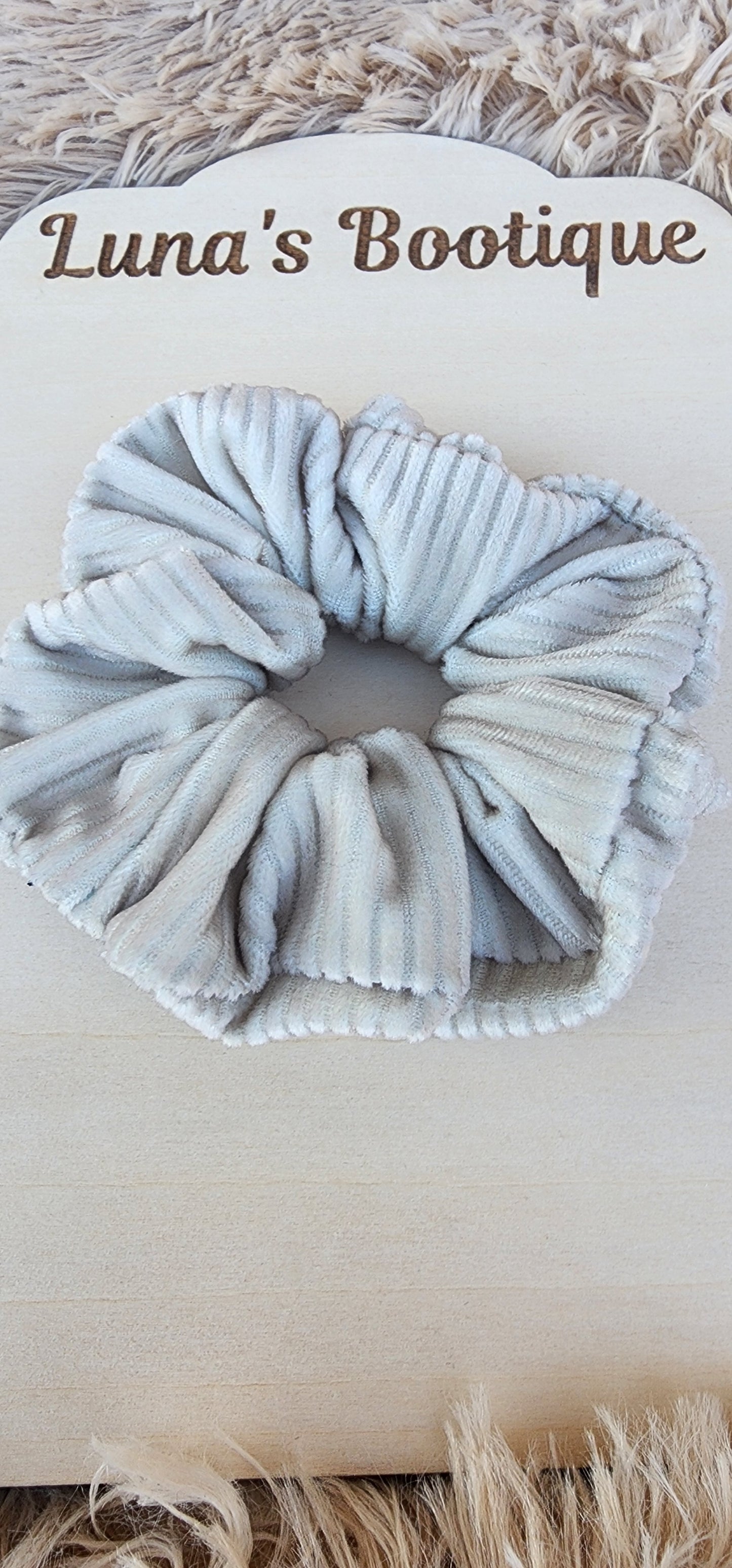 Ivory Velvet Rib Scrunchie