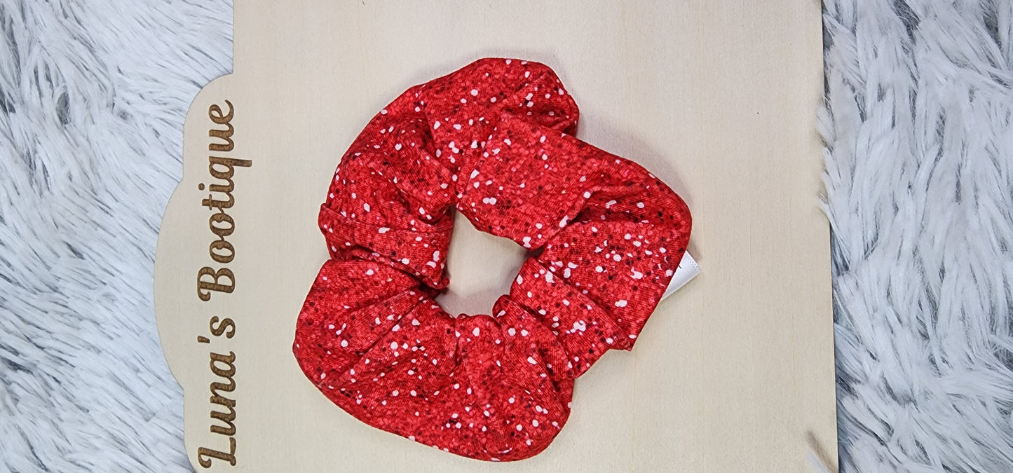 Holiday Radiance: All-Shine, No Mess Red Faux Glitter Scrunchie