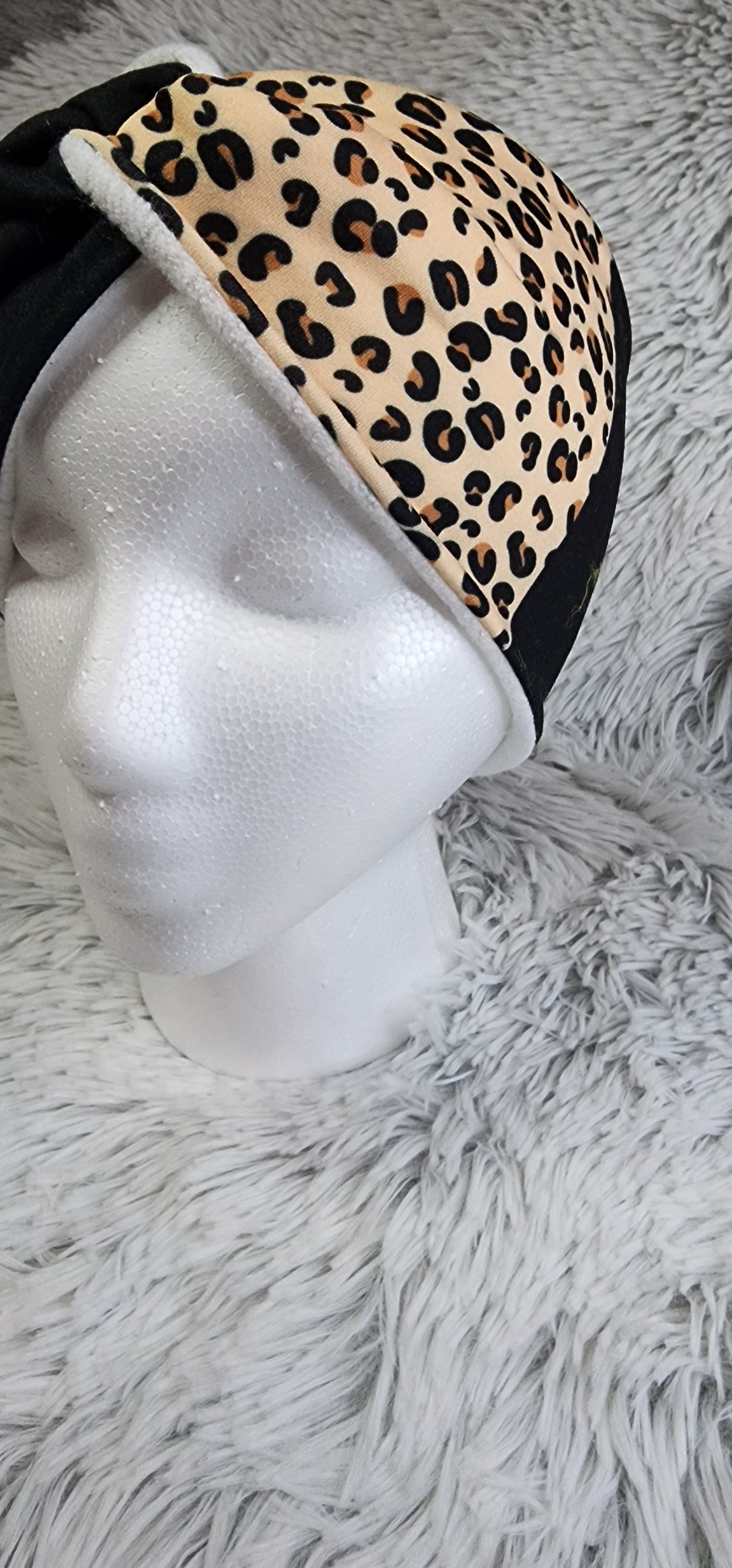 Two Tone Cheetah: Fleece Lined Twist Headband