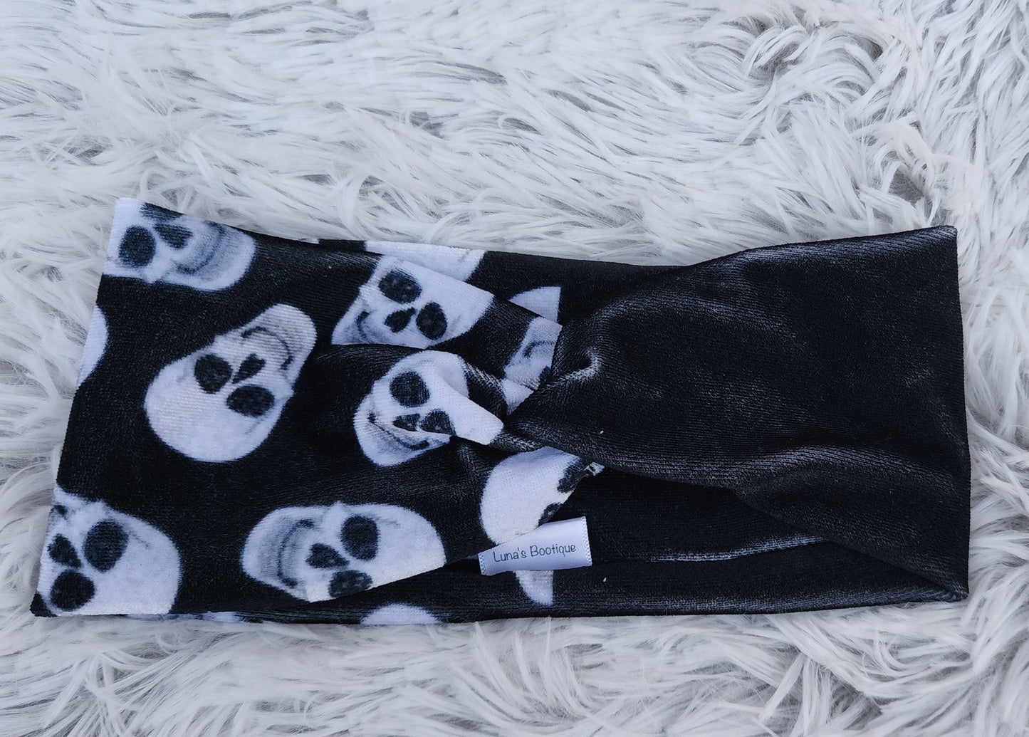 Velvet Skull Twist Headband