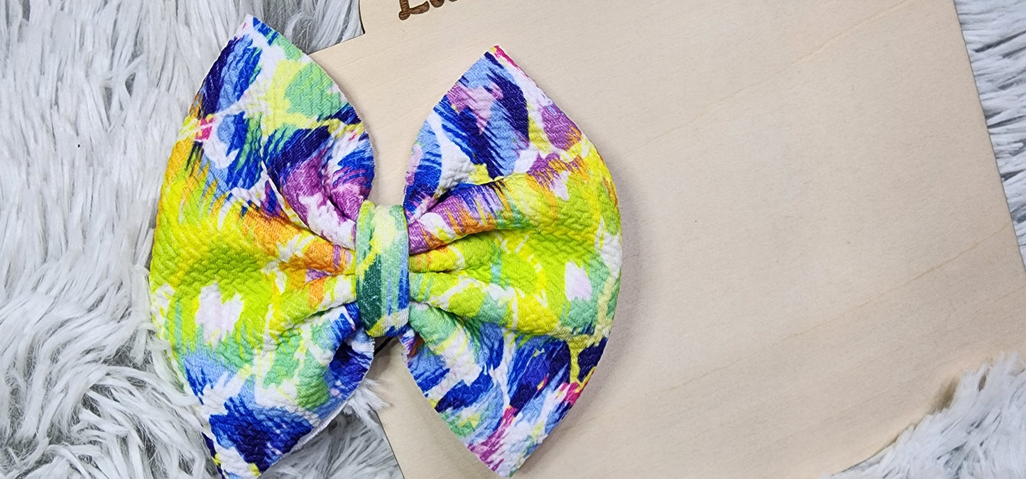 Bright Cheetah Puff Bow