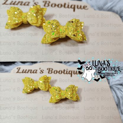 Yellow Bow Hairclip Set