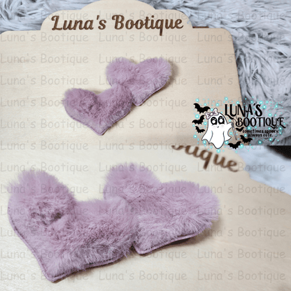 Fuzzy Heart Hairclip Set