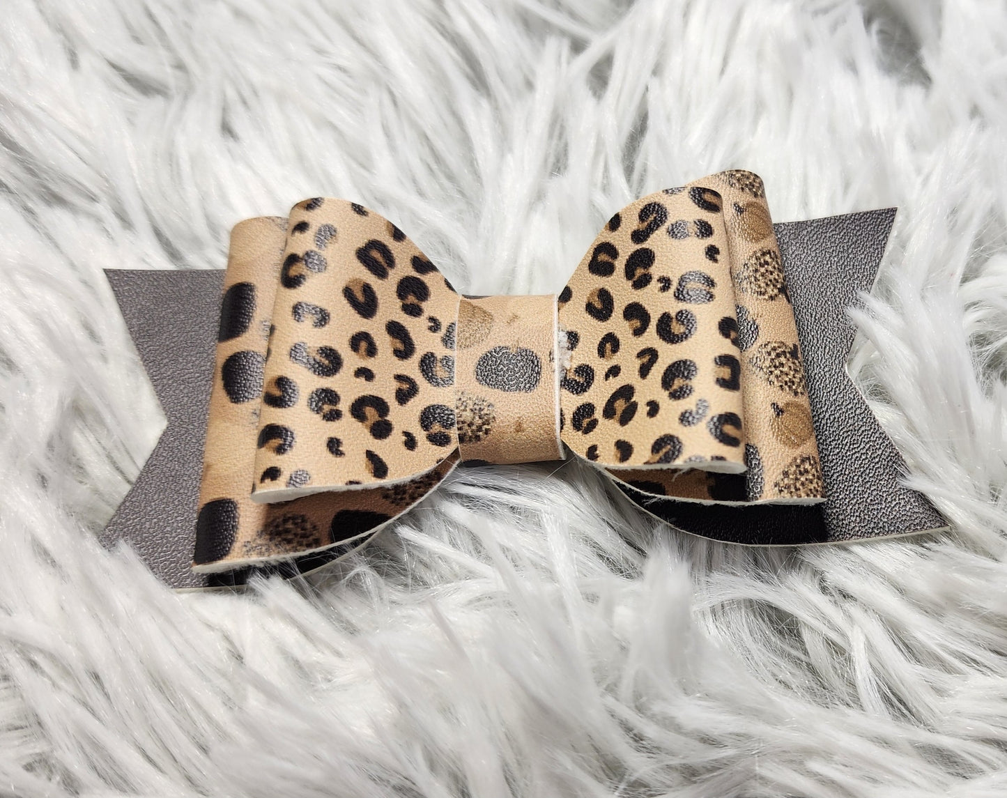 Cheetah Pumpkin Faux Leather Bow