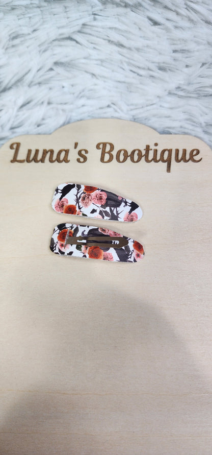 Floral Crow Snap Clip (Pair)