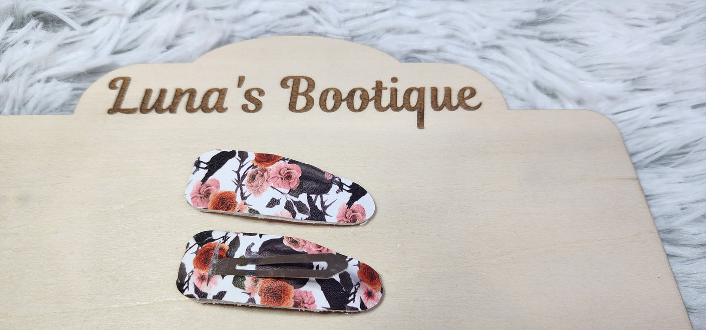 Floral Crow Snap Clip (Pair)