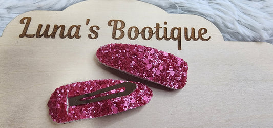 Dark Pink Chunky Glitter Snap Clip (Pair)