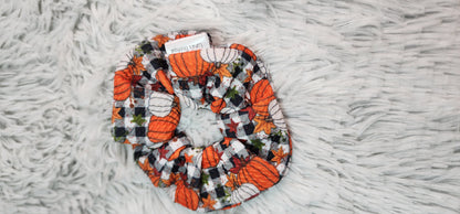 Fall Plaid Pumpkin Scrunchie