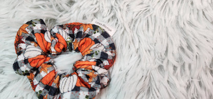 Fall Plaid Pumpkin Scrunchie