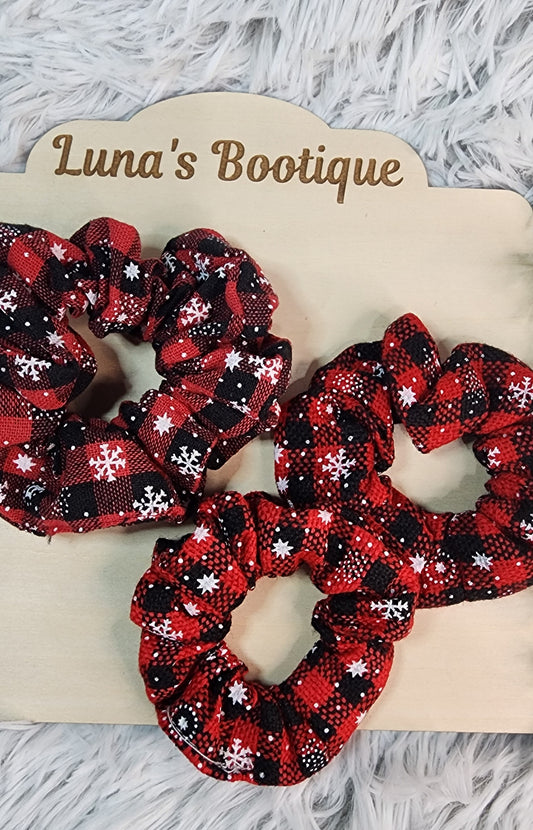Plaid Snowflake Scrunchies