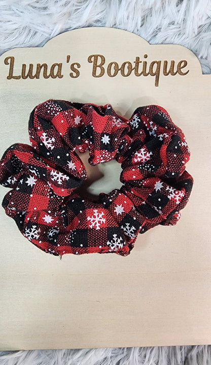 Plaid Snowflake Scrunchies