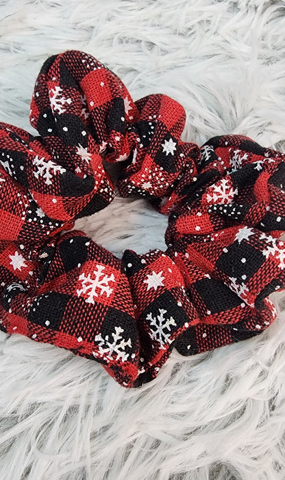 Plaid Snowflake Scrunchies