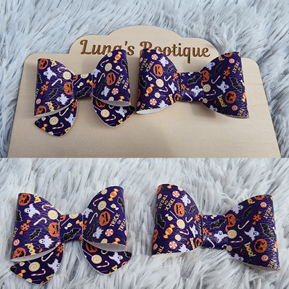 Trick or Treat Halloween: Faux Leather Bow