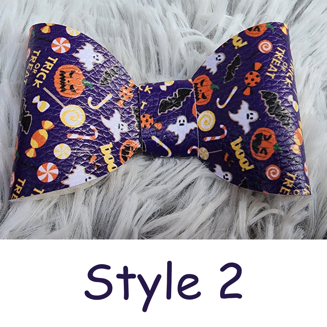 Trick or Treat Halloween: Faux Leather Bow