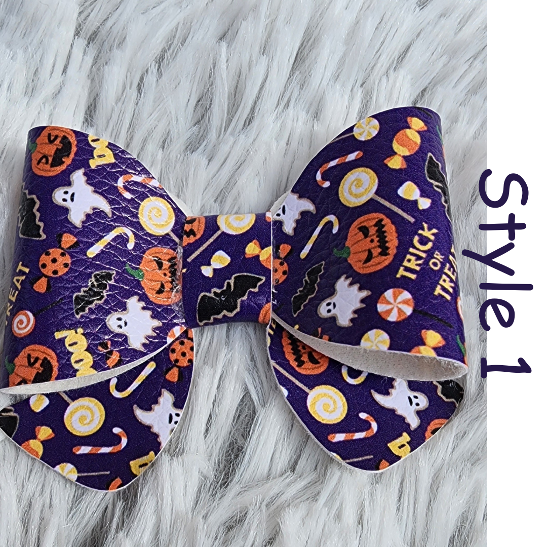 Trick or Treat Halloween: Faux Leather Bow