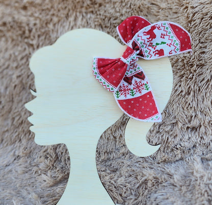 Christmas Sweater Hair Bow
