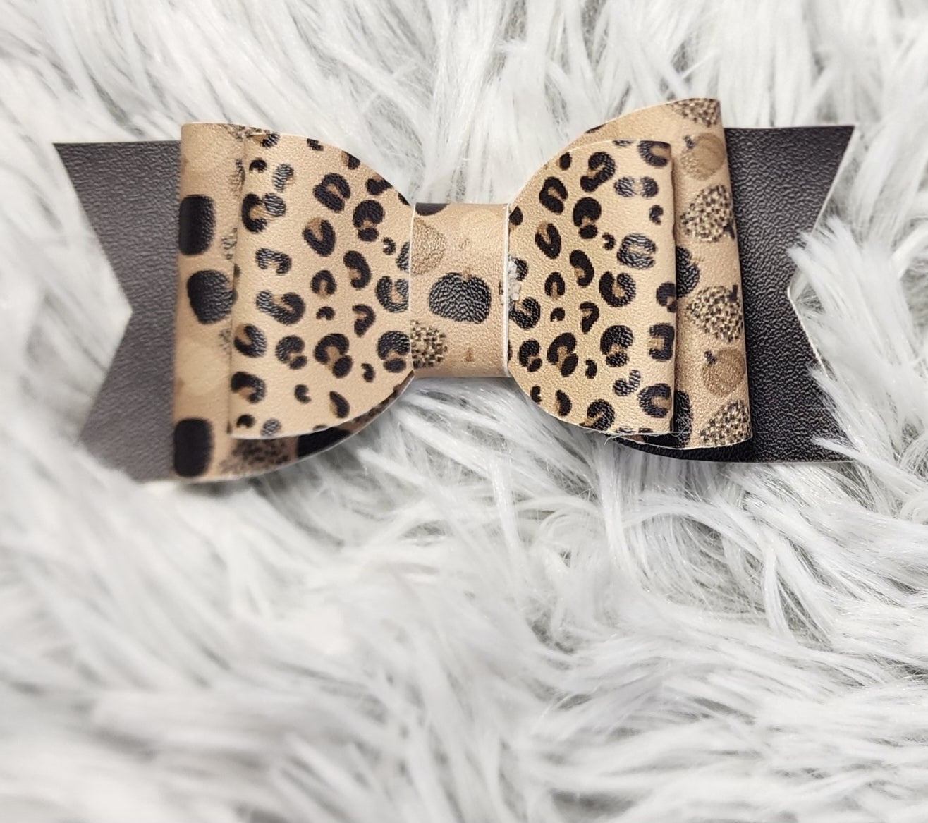 Cheetah Pumpkin Faux Leather Bow