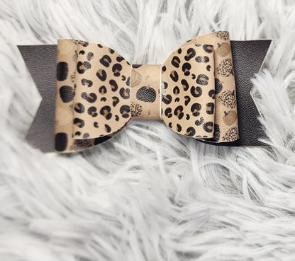 Cheetah Pumpkin Faux Leather Bow