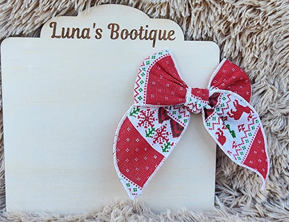 Christmas Sweater Hair Bow