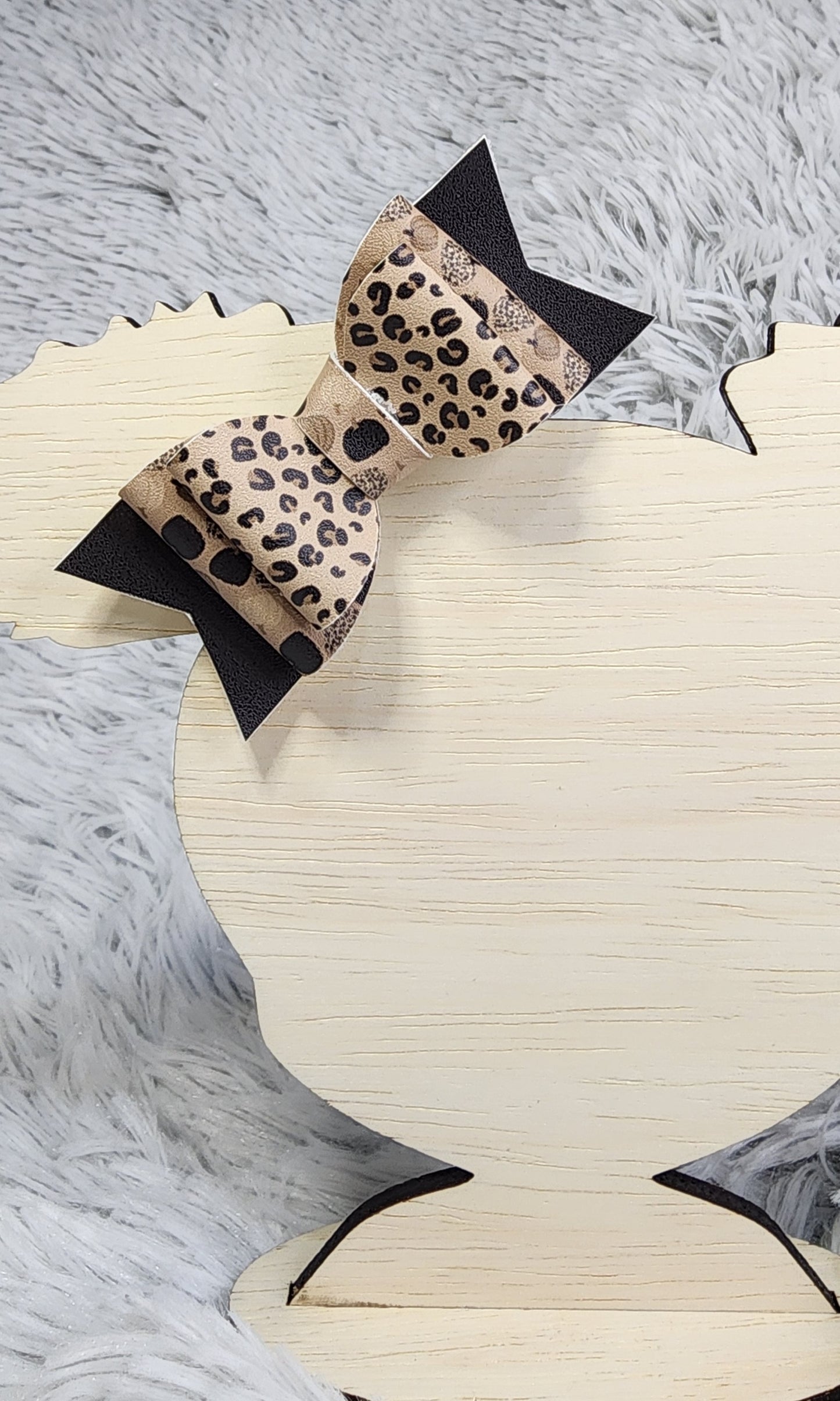 Cheetah Pumpkin Faux Leather Bow