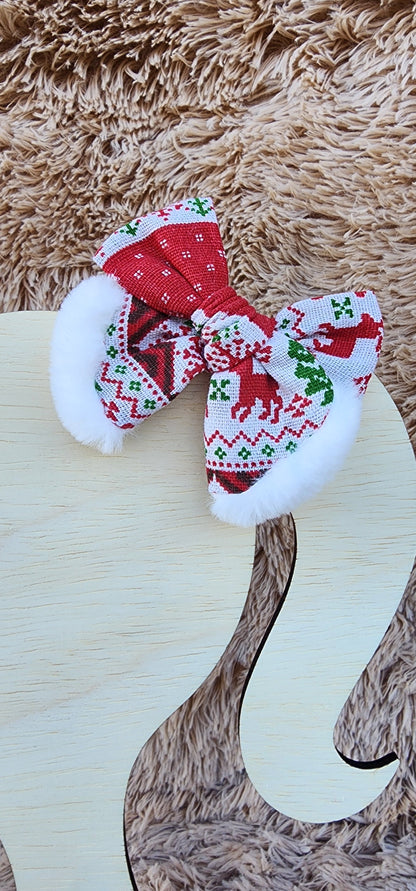 Christmas Sweater Hair Bow