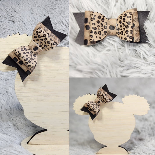 Cheetah Pumpkin Faux Leather Bow