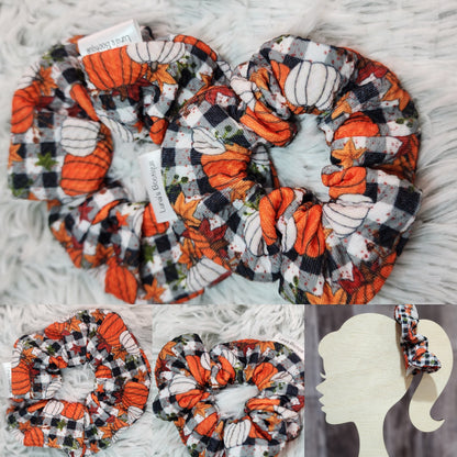 Fall Plaid Pumpkin Scrunchie