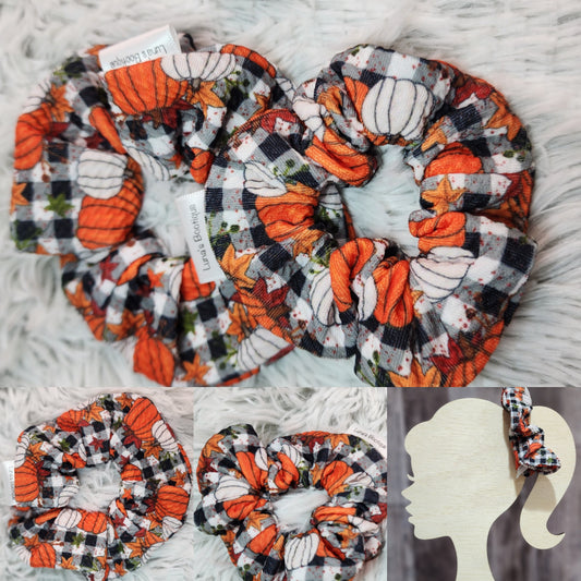 Fall Plaid Pumpkin Scrunchie
