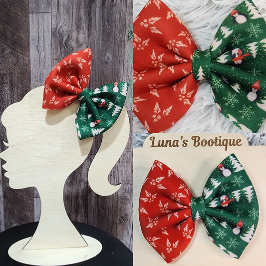 Pine Polar Penguin Puff Bow