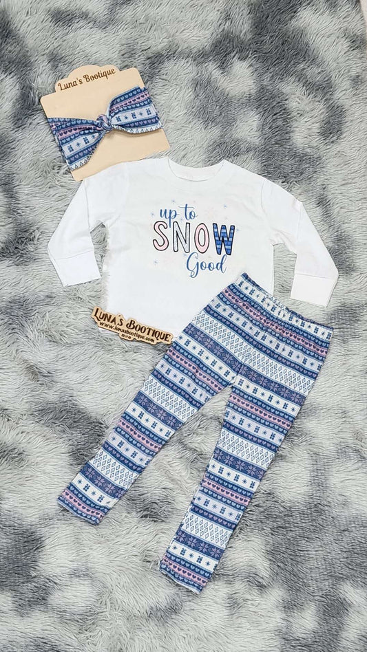 Up To Snow Good: T-Shirt & Legging Set with matching Headband