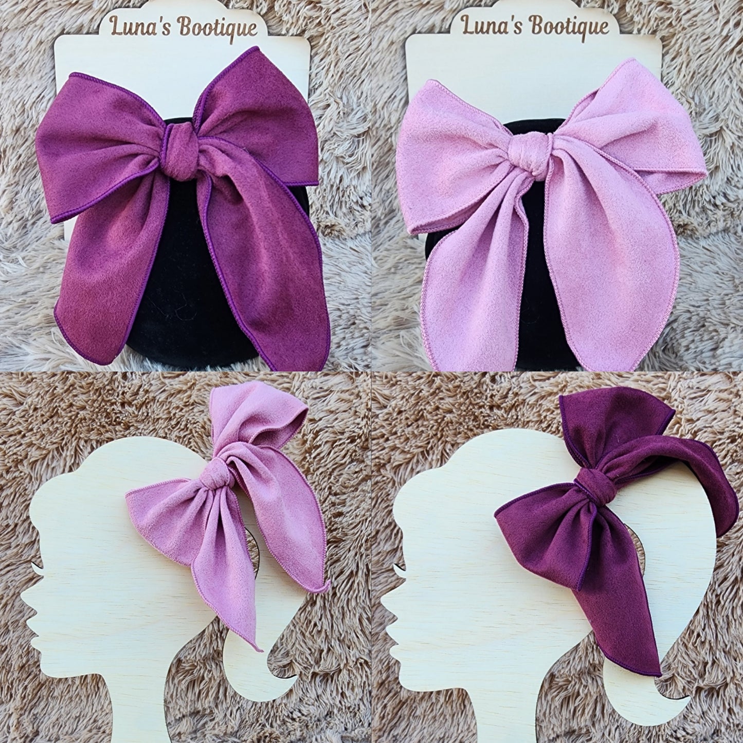 Faux Suede Hair Bows